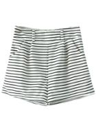 Shein Black White Stripe Pockets High Waist Shorts