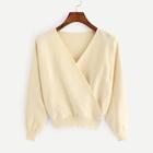 Shein Surplice Front Solid Sweater