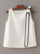 Shein White Bow Embellished Tank Top