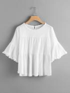 Shein Fluted Sleeve Frill Smock Top