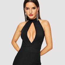 Shein Mock Neck Plunging Front Jumpsuit