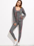 Shein Orange Contrast Trim 3 Pics Sports Suit