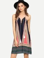Shein Multicolor Lace-up String Slip Shift Dress