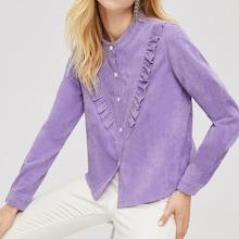 Shein Ruffle Detail Button Cord Top