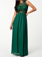 Shein Green Sleeveless Backless Lace Maxi Dress
