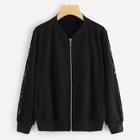 Shein Plus Floral Lace Insert Bomber Jacket