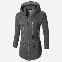 Shein Men Zipper Detail Solid Longline Hoodie