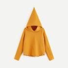 Shein Girls Tassel Hem Raglan Sleeve Hoodie