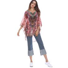 Shein Flower Print Asymmetrical Blouse