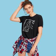 Shein Graphic Print Short Sleeve Tee