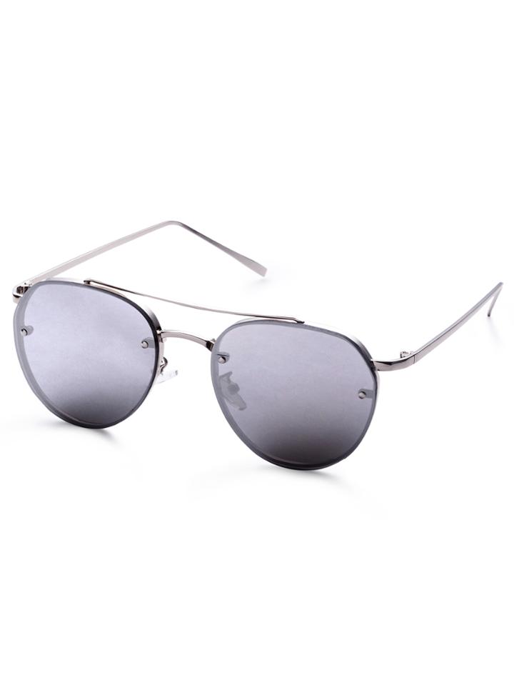 Shein Metal Frame Double Bridge Grey Lens Aviator Sunglasses