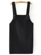 Shein Black Strap Buttons Corduroy Dress