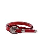 Shein Red Vintage Carved Buckle Knurling Skinny Belt