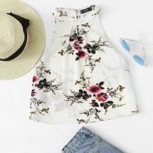 Shein Pleated Front Sleeveless Floral Top
