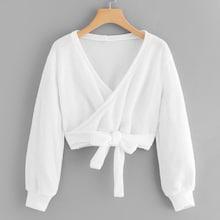 Shein Knot Front Overlap Blouse