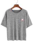 Shein Grey Crew Neck Short Sleeve Crop T-shirt