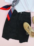 Shein Asymmetrical Raw Hem Denim Skirt