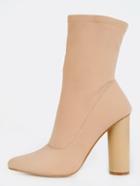 Shein Pointy Toe Cylinder Heel Boots Nude