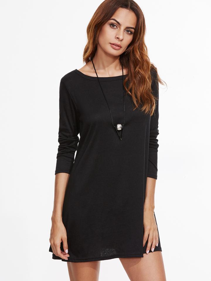 Shein Black Long Sleeve Tee Dress