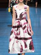 Shein White Spaghetti Strap Sleeveless Print Dress