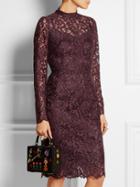 Shein Purple Round Neck Long Sleeve Lace Dress