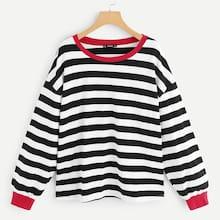 Shein Plus Two Tone Contrast Trim Top