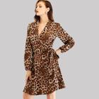 Shein Leopard Print Self Tie Dress