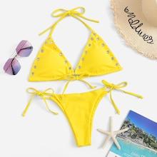 Shein Eyelet Tie Side Bikini Set