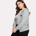 Shein Plus Pineapple Embroidered Zip Up Hooded Jacket
