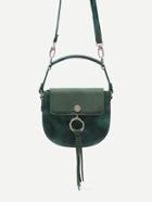 Shein Green Tassel Trim Faux Leather Saddle Bag