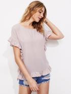 Shein Frill Trim Buttoned Keyhole Back Top