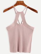 Shein Pink Keyhole Front Knit Cami Top