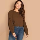 Shein Plus Ribbed Knit Solid Tee