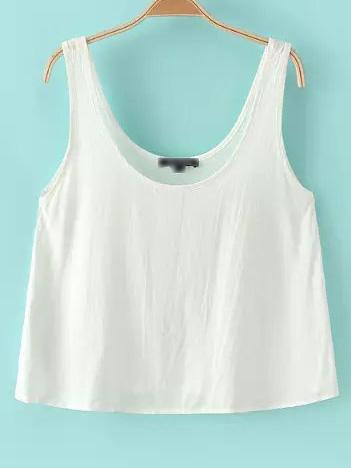Shein White Scoop Neck Tank Top