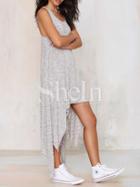 Shein Grey Lenght Sleeveless Asymmetric Dress