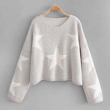Shein Drop Shoulder Star Pattern Sweater