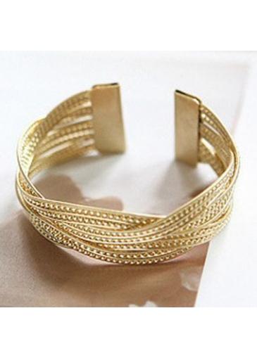 Rosewe Knitted Twisted Metal Rattan Gold Wide Bracelet