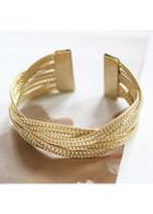 Rosewe Knitted Twisted Metal Rattan Gold Wide Bracelet