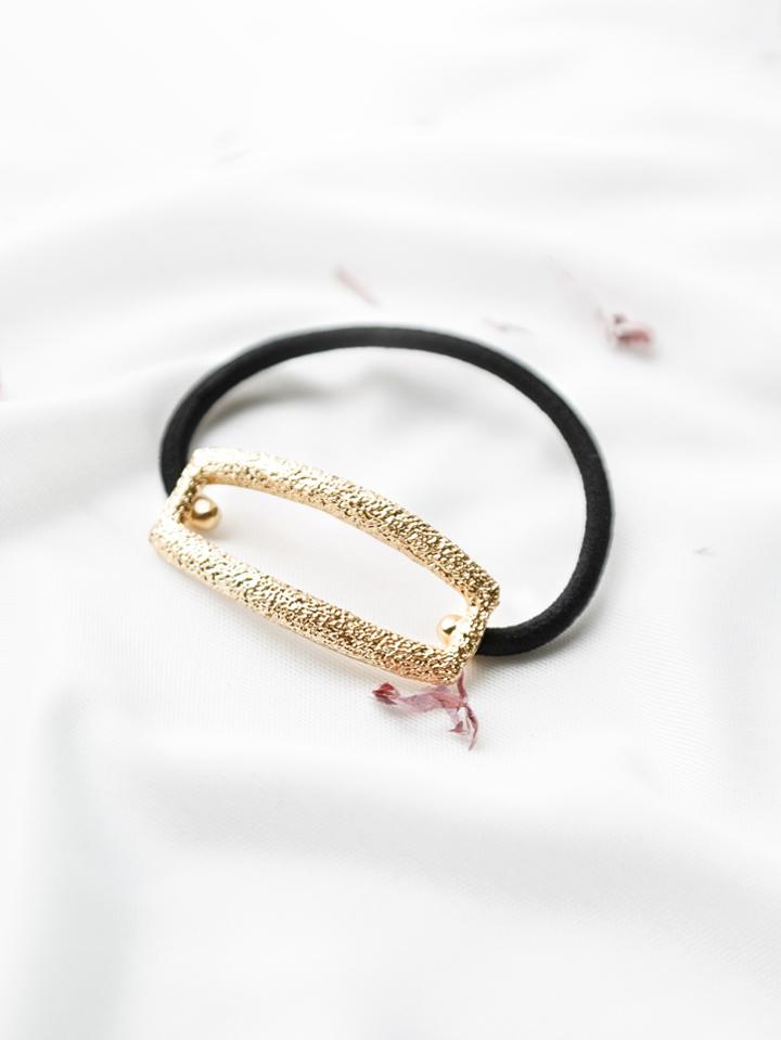 Shein Gold Cutout Matte Rectangle Hair Tie
