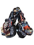 Shein Blue New Arrival Printed Cotton Soft Wide Scarf For Ladies