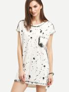 Shein Paint Splatter Print High-low Shift Dress