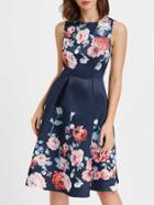 Shein Flower Print Cutout Back Fit And Flare Dress