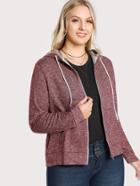 Shein Marled Knit Zip Up Hoodie