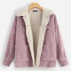 Shein Contrast Teddy Lined Corduroy Jacket