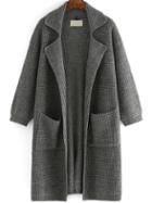 Shein Grey Lapel Pockets Loose Sweater Coat