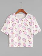 Shein Pink Popsicles Print T-shirt