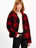 Shein Black And Red Plaid Dual Flap Pocket Front Jacket