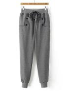 Shein Button Detail Drawstring Waist Sweatpants