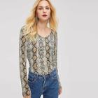 Shein Snake Skin Round Neck Tee
