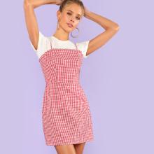 Shein Frill Detail Gingham Cami Dress